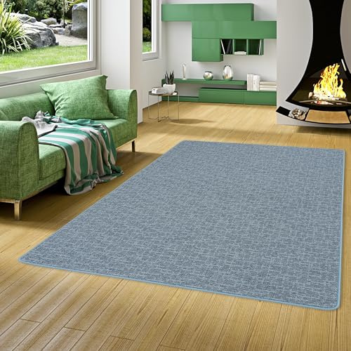 Snapstyle Feinschlingen Teppich Niva - Melierter Designer Teppich aus 100% Polypropylen, Pflegeleicht & Strapazierfähig, Modern für Wohnzimmer, Flur & Läufer, Langlebig und Robust in Blau