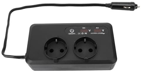 200W Auto Stromwandler 12V auf 230V AC - 400W Peak, 2xUSB-C & 2xSteckdosen Zertifizierung für Laptop/Camping (Überlastschutz, 90% Wirkungsgrad)