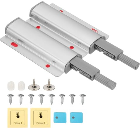 PATIKIL Chiusure magnetiche a pressione, doppia spinta per aprire la porta, hardware nascosto Push Touch Latch Push Release Latch per armadietto, cassetto, cucina, guardaroba, porte, serrature argento