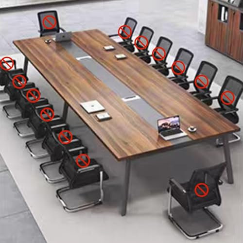 YHWKGZ Konferenztisch, 94,5 L X 47,2 B X 29,5 H, Großer Schreibtisch for Besprechungen mit 10–12 Personen, Zweifarbige, Gebogene Besprechungstische, Podcast-Schulungstisch, Computertisch(Brown)