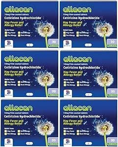 6 Months Supply Allacan Cetirizine Hayfever Allergy Tablets 30 Tablets x 6 Boxes