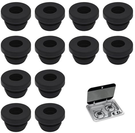 12 Stück Topfträgergummis, Gummidurchführungen, Wohnmobil-Kochfeld Zubehör, Rostgummifüße, Gummifüße Ersatzteile, Topfträgergummis Gasherd für Topfstützen mit 5mm Stäben von Dometic, Smev und Thetford