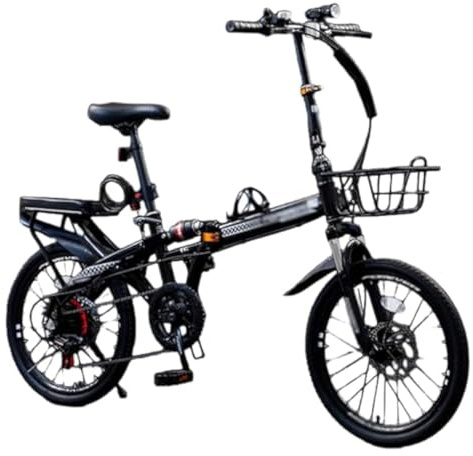 Wasd3Pods 16 20 22 Mountainbike, Klapp-Mountainbike Aus Kohlenstoffstahl, Mit Doppelscheibenbremse, 7-Gang-MTB-Fahrrad, Höhenverstellbar, Für Männer Und Frauen,Black-20