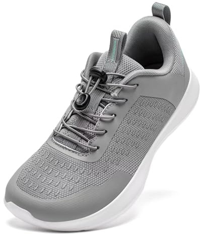 HOBIBEAR Unisex Barefoot Sneakers Wide Toe Box Trail Running Shoes for Women Men Fashion Walking Shoes(Grey,UK 9)