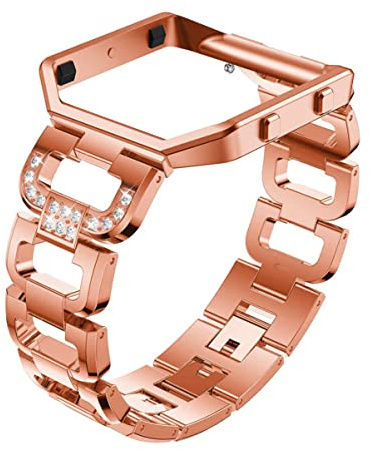 SHINEOFI Uhrenarmband mit Rhinestone für Smartwatch Ersatzarmband mit Kompatibel mit Fitbit Blaze Gold Elegantes Design für Damen und Herren