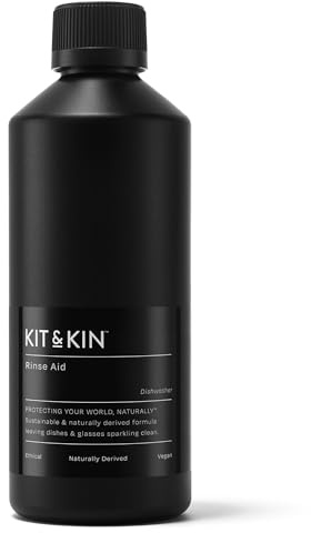 Kit & Kin Plant-Based Dishwasher Rinse Aid 500ml | 100% Naturally Derived Ingredients, Vegan & Cruelty Free, Family & Pet Safe
