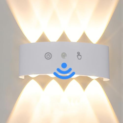 Batterie Rechargeable Applique Murale avec Detecteur de Mouvement Sans fil Installation Magnétique Intérieur Applique Murale 4000mAh Lampe Murale avec Interrupteur Touch pour Chambre Couloir Enfant