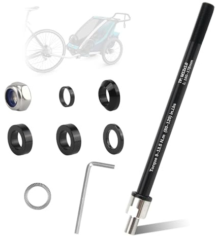 Sunyunze Steckachse Fahrradanhänger Adapter M12 Steckachse mit Fahrrad Achsadapter 160-178 mm Steckachsadapter Einstellbare Schaftlänge Kompatibel mit Den Meisten Fahrradanhänger Kupplungen