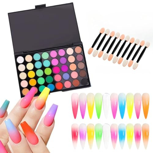40 Colours Nail Pigment Powder - Nail Powder Palette - Rainbow Acrylic powder Makeup High Pigmentation Long Lasting - Women Home DIY Gradient Art Design Decoration