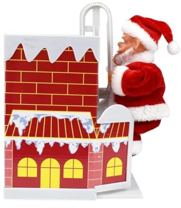 Aafan Holiday Climbing Chimney Santa Ornament | LED Light-Up Musical Santa Decoration | Animated Christmas Figure for Home & Kids’ Festive Display