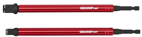 GEDORE red Bithalter‑Satz 2‑teilig | 200 mm magnetische Bithalter mit Schnelldrehhülse | Für 1/4 Bits & 3/8 / 1/2 Stecknüsse | Extra lang für schwer zugängliche Stellen