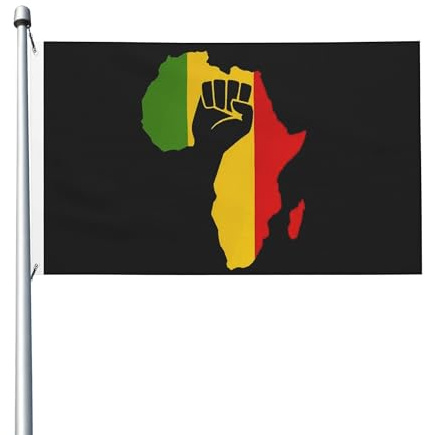 Flagge Afrika Black Power Afrika Karte Faust Afrika Flaggen Wetterbeständige Dekorative Fahne Für Innenhof Balkon Jahreszeiten 152X90Cm