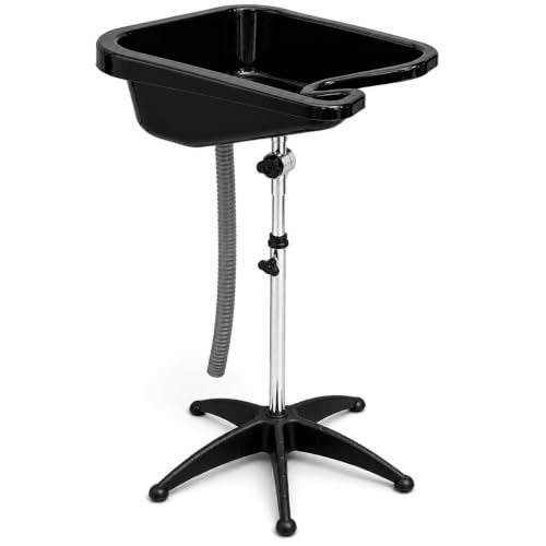 Beautyou Lavatesta Portatile Professionale Regolabile 82-118 cm con Snodo Inclinabile, Tubo di Scarico Allungabile e Base a 5 Razze