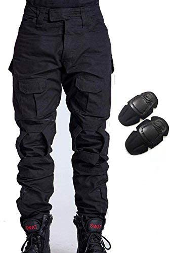 HANSTRONG GEAR Militär Armee Taktische Airsoft Paintball Schießen Hosen Kampf Männer Hosen mit Knie Pads (BK, L-34W)