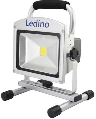 Ledino Chip-LED Strahler mit Li-Ion Akku, 20 W, dimmbar 11140206001111 (LED-Strahler Arbeitsstellenscheinwerfer Bauleuchte Baustellenleuchte Baustellenstrahler Baustrahler LED-Fluter LED-Flutlicht)