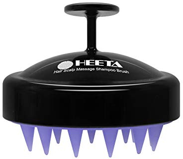 HEETA Kopfhaut Massagebürste für Nasses und Trockenes Haar Sanft Kopfmassage Bürste, Shampoo Haarbürste mit Weichem Silikonkopf für Peeling und Kopfmassage-Schwarz