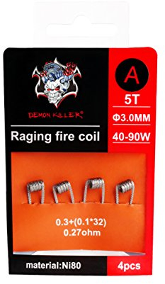 4x Demon Killer Raging Fire Coil - Ni80 Coils Selbstwickler Atomizer RDA, RBA, RTA, RDTA, Nichrome Draht (A - 0.27 Ohm)