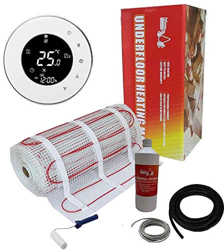 Nassboards Premium Pro Electric Underfloor Heating Mat Kit 200w - 17m² - Featuring Intelligent Control Black WiFi Enabled Beca Thermostat Compatible with iPhone, Android, Alexa, Google Home and Siri