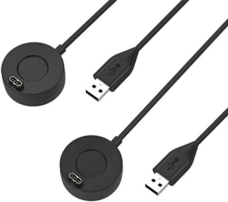 TiMOVO Ladekabel für Garmin Venu 3/ Venu 3S / Vivoactive 3 / Fenix 5 / 5S / 5X / 6 / 6S / 6X / 6X Plus/Forerunner 935 / Instinct, 2-Pack Halterung für die Ladestation mit USB-Kabel - Schwarz