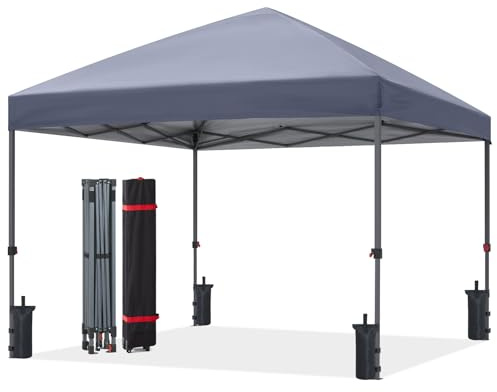 ABCCANOPY Pop-Up Pavillon UV50+ Central Lock, Grau 250x250cm | wasserdicht, silberbeschichteter Stoff, Rolltasche mit Rädern – für Garten, Festival & Camping