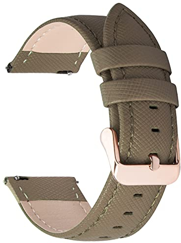 Fullmosa Cinturino 20mm per Orologio, Cinturini in Pelle Smartwatch Compatible con Samsung Galaxy Watch 4/5 40mm 44mm, Amazfit GTS 2/2 Mini/Bip U Pro, Huawei Watch GT 2/3 42mm, Kaki Militare