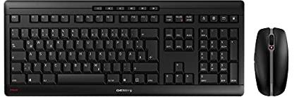 CHERRY STREAM DESKTOP, Kabelloses Tastatur- und Maus-Set, Belgisches Layout (AZERTY), 2,4 GHz Funk, Leiser Tastenanschlag, Batteriebetrieben, Schwarz