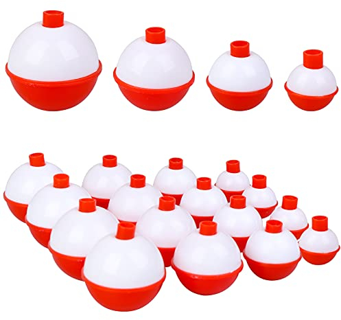 Angel-Bobber, 4 Größen, harter ABS-Kunststoff, Rot und Weiß, 2,5 / 3 / 3,5 / 4 cm, 16 Stück