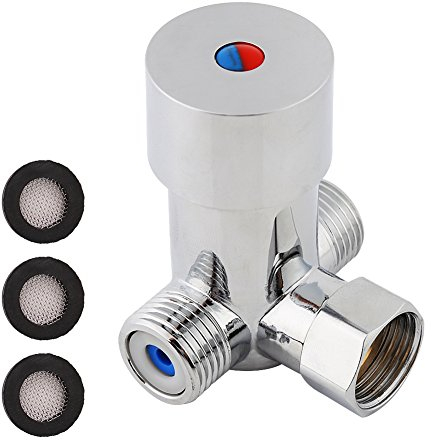 Robinet thermostatique radiateur, Mitigeur thermostatique pour eau chaude et froide, Contrôle de la température avec 3 voies - Pour salle de bain - Capteur automatique - Robinet sans contact