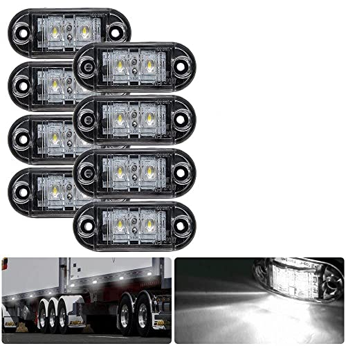 Jutta 4/8/12pc Größe Begrenzungsleuchte, 12/24V IP65 Weiß LED Seitenmarkierungsanzeiger Lampe Universal für LKW Anhänger Van Caravan LKW Auto Bus Boot (8)