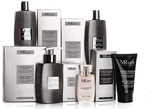 MR Care Cosmetics Beauty-Set White/Silver - luxuriöses Pflegeset mit Bodylotion, Duschgel, After Shave, Handcreme und Eau de Parfum, Hautpflege
