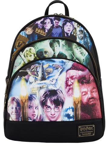 Loungefly Harry Potter Trilogy Triple Pocket Womens Double Strap Shoulder Bag Purse
