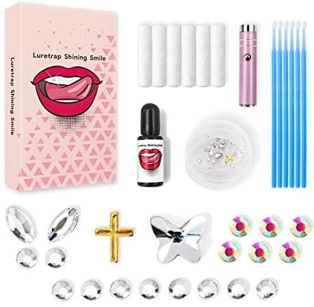 Luretrap Shining Smile DIY Tooth Gem Kit Zahnschmuck Set mit Kleber und LED licht, 24 Stück Kristallschmuck Starter-Kit