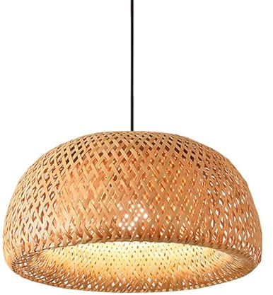 B·LED BARCELONA LED BarcelonaLED Vintage Deckenleuchte aus Weide, Lampenschirm Ø 45 cm, Bambus-Rattanholz, mit E27-Fassung, schwarz, für Esszimmer, Küche, Wohnzimmer