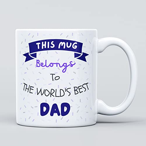 Panther Print This Mug Belongs to The Worlds Best Dad Large Heavy Duty Ceramic Novelty Funny Coffee Mug, Cup for Dad – Gift for Fathers Day, Christmas, Birthday Daddy