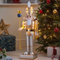 Marco Paul 80cm Gold Nutcracker Soldier Statue with LED Lights - Battery Operated Hand-Painted Christmas Decor - Metal InLit Indoor Nutcracker Ornaments for Christmas Decorations
