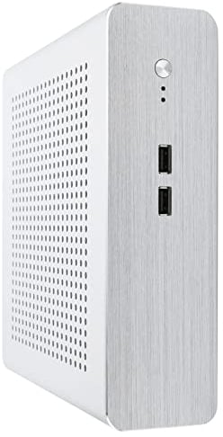 Bewinner Mini ITX Gaming PC Case, G60S HTPC Chassis Full Aluminum DC‑ATX Power Supply Computer Case for Mini-ITX 170x170mm, Free Placement(USB2.0 Silver)