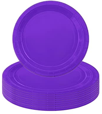 POPOYU 16 platos de papel violeta, biodegradables platos de papel de 7 pulgadas redondos, para cumpleaños, bodas, manualidades, decoraciones navideñas
