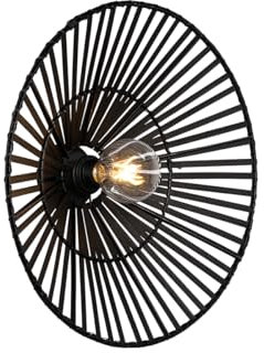Qazqa Orientalisch Wandleuchte, Wandlampe - Pua - Schwarz, Rund, max. 40W, Geeignet für LED, 50cm, Ideal als Flur, Küche lampe, Wohnzimmerlampe, Schlafzimmerlampe und