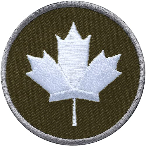 2 x Kanada Ahorn rund gestickt 45 mm/Canada Ahornblatt/Patch Patches Aufbügler Aufnäher Applikation zum Aufbügeln Aufnähen auf Kleidung Rucksack Jacke Hose/Club of Heroes (Braun)