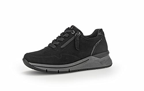 Gabor Damen Low-Top Sneaker, Frauen Halbschuhe,Wechselfußbett,Komfortable Mehrweite (H),Wedge Heel,straßenschuhe,schwarz,42 EU / 8 UK