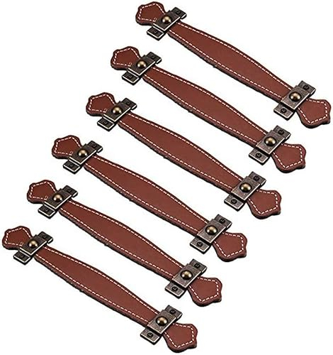Türgriff, Schrankknöpfe, 6 Stück, Retro-Stil, Leder, Schubladengriffe/Knöpfe/Griffe/für Aktenkoffer, Koffer, Weinschrank, Holzkiste, Kleiderschrank, Schuhkarton, Schrankmöbelbeschläge (Farbe: Schwarz,