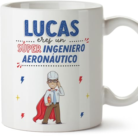 MUGFFINS Tazas Personalizadas para INGENIERO AERONÁUTICO hombre - En Español - ¡Eres Súper! - 11 oz / 330 ml - Regalo Personalizable original y divertido
