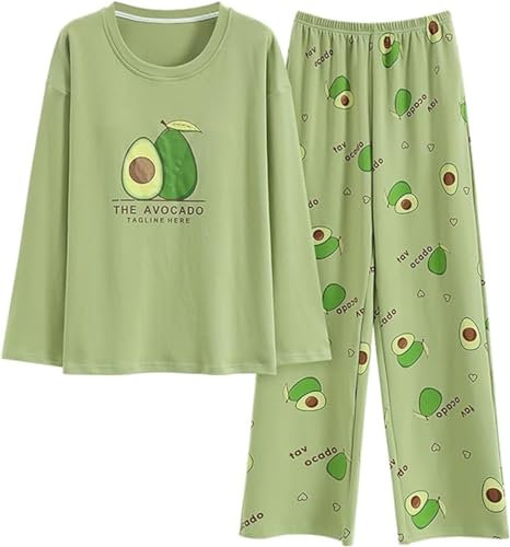 SZJIAHTM Teenager Mädchen Langarm Zweiteiliger Schlafanzüge mit integriertem BH Set Baumwolle Schlafanzug Cartoon Tops und Schlafhose Nachtwäsche Pyjama Nightwear Set Loungewear