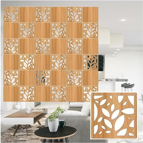 SAFWELAU Trennwand Hängend Paravent Raumtrennwand Badezimmer-Studio-Apartment Hängende Raumteilerplatte, Wanddekor-Trenner mit allem Zubehör, 29x29cm (Color : Natural a, Size : 3Pcs)