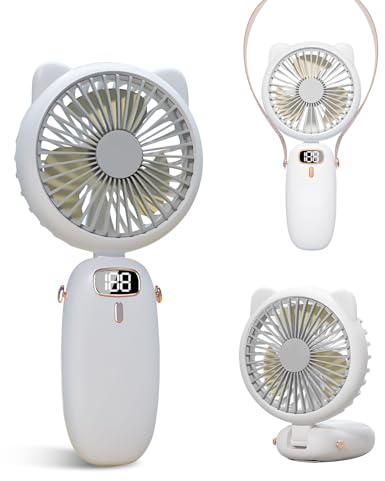JYPS Ventilador de mano, 4 Velocidades Mini Ventilador Portatil Plegable, Ventilador USB Recargable, Ventilador Silencioso de Mano, Aplicable para Exteriores, Escuela, Oficina, Camping (Blanco)