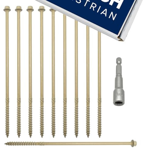 Heavy Duty Structural Railway Sleeper Landscaping Decking Frame Fixing Screws with Free 8mm Hex Bit ( 25 Pack of 250mm Wood Screws )