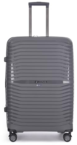 Stratic Bright+ Hartschalen-Koffer Trolley Koffer groß Reisekoffer, wasserabweisend, 4 Rollen, erweiterbar, TSA-Schloss (Größe L, Grey)