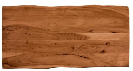 SAM Holzplatte 120x60 cm Emilia, Tischplatte aus Akazienholz massiv + nussbaumfarben, Baumkanten-Platte für Heimwerker, geeignet für Arbeitsplatten, Tische & Fensterbretter