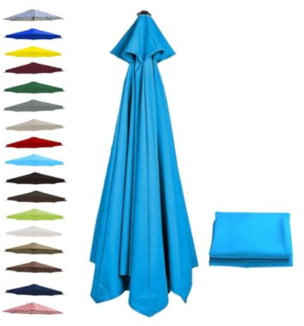 BEEGMA Replacement Parasol Canopy 2.0m 2.50m 2.70m 3.0m Canopy Replacement Top 6 Arms Patio Garden Beach Umbrella Canopy Cover(Color:Light blue,Size:3.0m/10FT)