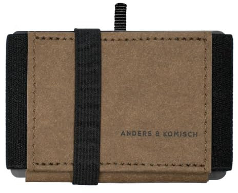 Anders & Komisch MINI PRO Portemonnie - Slim Wallet mit Münzfach Damen und Herren - Kreditkartenformat (Braun/Schwarz)